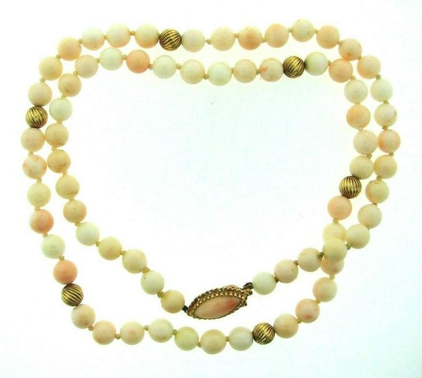 CLASSIC 14k Yellow Gold & Angel Skin Coral Beaded