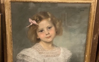 Camille GALAND-DYONNET (XIX-XX) Portrait de jeune fille, 1904 Pastel. Signée et datée en haut à...