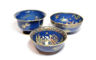 Carlton ware blue ground chinoiserie pattern lustre including a ''Persian''...