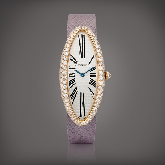 Cartier Baignoire Allongée, Reference 2515 | A pink gold and diamond-set wristwatch, Circa 2000 | 卡地亞 | Baignoire Allongée 型號2515 | 粉紅金鑲鑽石腕錶，約2000年製