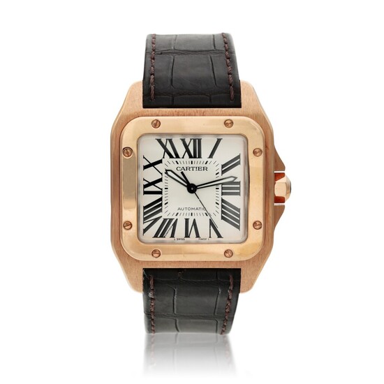 Cartier Reference 2792 Santos 100, A pink gold automatic wristwatch, Circa 2005, Cartier