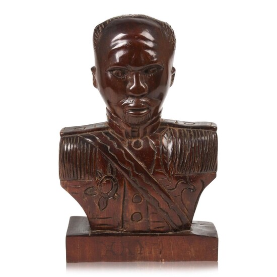 Carved Mahogany Bust of a Haitian Leader