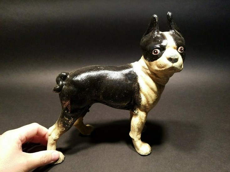 Cast Iron Boston Terrier Coin Bank Dog Statue