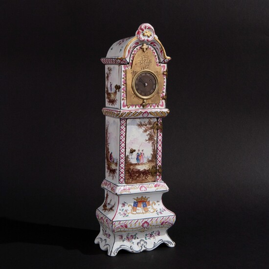 Ceramic clock decorated with polychrome enamels, France 1767