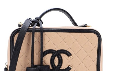 Chanel Filigree Vanity Case Quilted