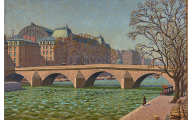 Charles LACOSTE 1870 - 1959 Paris, le Pont Royal et la gare d'Orsay - 1907