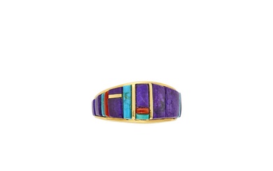Charles Loloma Gold, Sugilite and Hardstone Ring