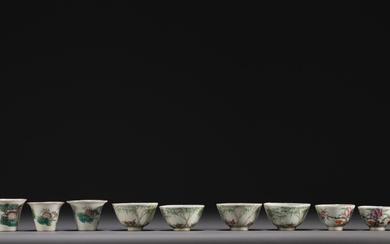 Chine - Ensemble de onze bols de différentes tailles en porcelaine de la famille rose,...