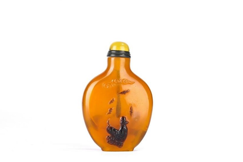 Chinese Agate Carved Taoist Immortal Snuff Bottle