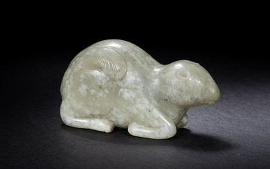 Chinese Mutton Fat Jade Carving of Squirrel, Ming
