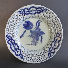 Chinese Platter, Cobalt on Celadon Glaze Qianlong Mark