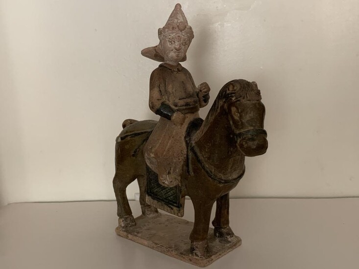 Chinese Sancai Pottery Figural Ride on Horse
