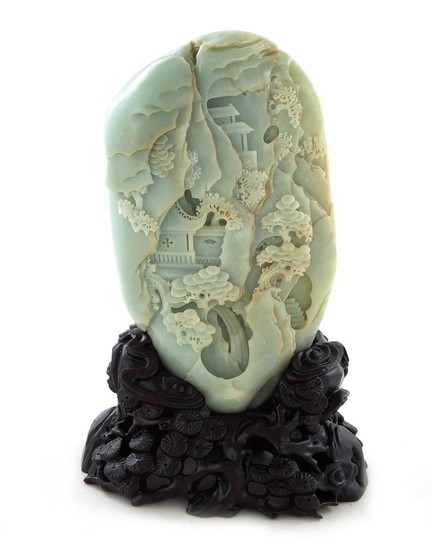 Chinese carved white jade boulder
