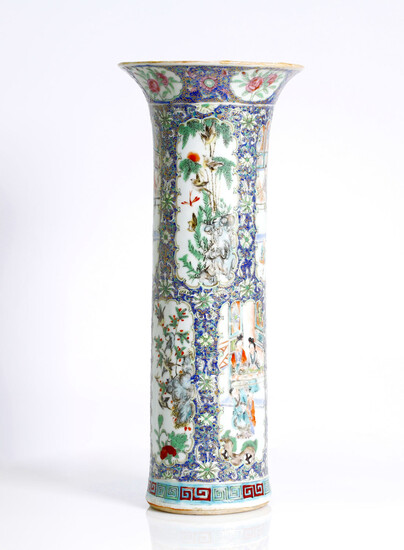 Chinese fine canton enameled vase, late 19th cent.