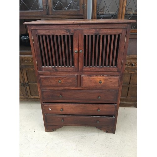 Chinese hardwood recessed handled chest of drawers.
