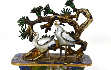 Chinese miniature silver, enamel and cloisonne jardiniere
