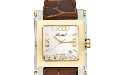 Chopard Happy Sport Square in Steel with Gold Bezel