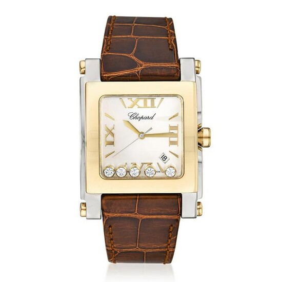 Chopard Happy Sport Square in Steel with Gold Bezel