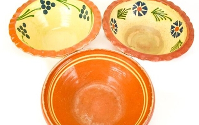 Collection Antique Ceramic Terracotta Glazed Bowls