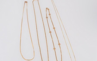 Collection of Four 14k Yellow Gold Chains.
