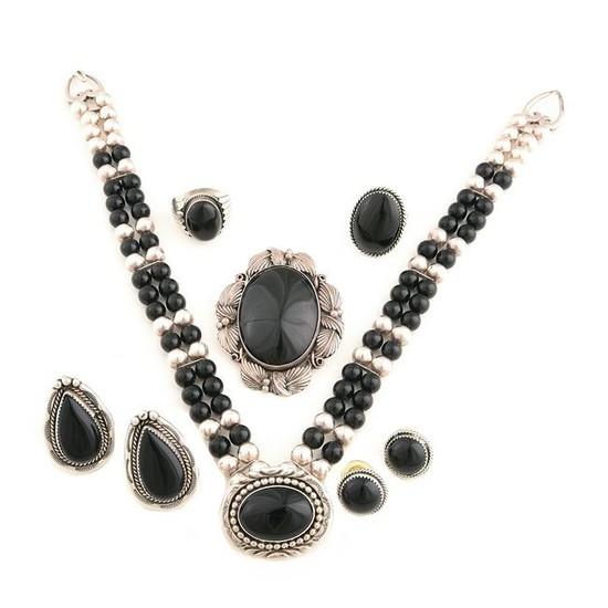 Collection of Native American Black Onyx, Sterling