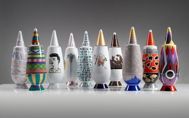 Collection of Ten "100% Make up" Vases with Lid, Alessandro Mendini