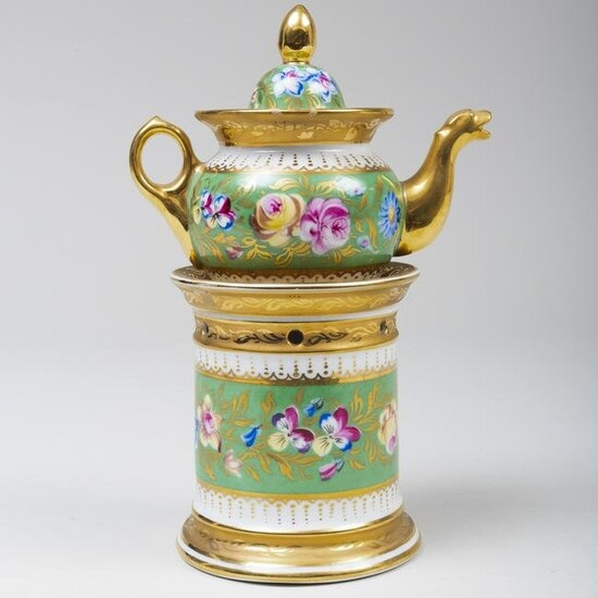 Continental Porcelain Teapot on Warming Stand