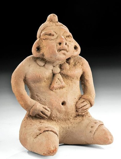 Costa Rican Pottery Seated Pregnant Figure