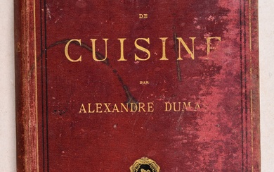 DUMAS, Alexandre Grand dictionnaire de cuisine. Paris A. Lemerre 1873 Fort in-8°; 2 h.-t. (rouss.,...