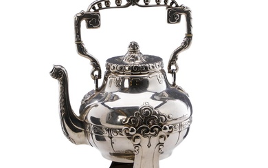 Danish Art Noveau silver swing kettle. P. Hertz. Copenhagen, 1908. Weight 1294...