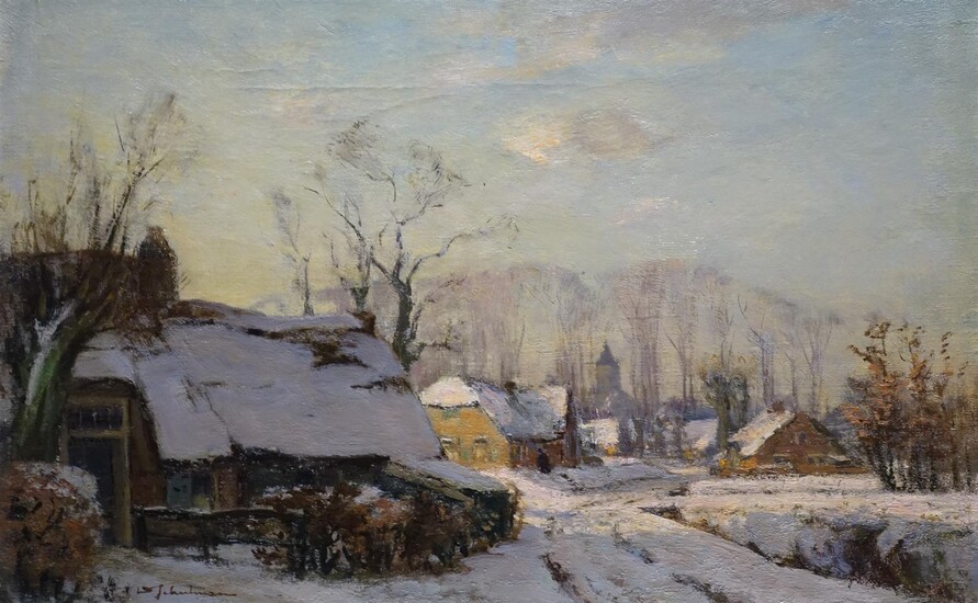 David Schulman (1881-1966), Blaricum in de winter, gesigneerd l.o., olieverf...