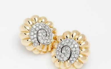 David Webb Diamond Shell Earrings, 18k, Plat.