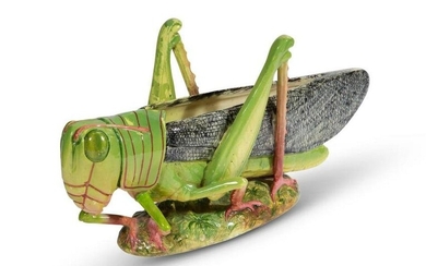 Delphin Massier Majolica Vase Modeled as a Grasshopper