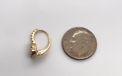 Diamond Cluster Drop Earrings 0.82 Carats 14 Karat Yellow Gold 2.3 Grams