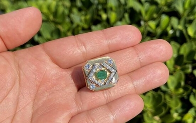 Diamond, Emerald and 14K Pendant