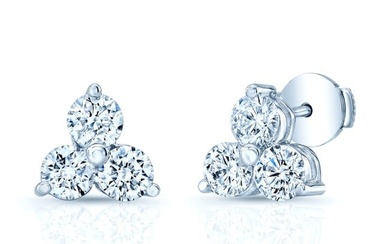Diamond Flower Earring In 14k White Gold (2 Ct.tw.)