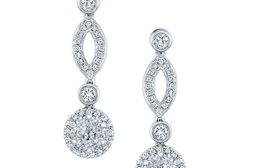 Diamond Marquise Link Earrings In 14k White Gold