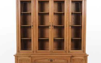 Directoire Style Walnut-Veneered China Cabinet, Mid to Late 20th Century