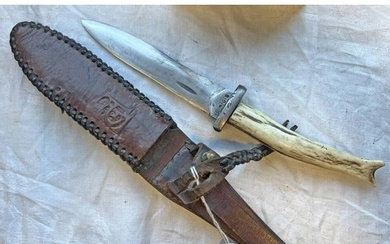 EARLY 20TH CENTURY GERMAN HUNTING KNIFE / TRENCH DAGGER, 14C...