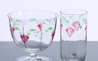 EVA ENGLUND. A vase and bowl, “Maja”, glass, Orrefors.