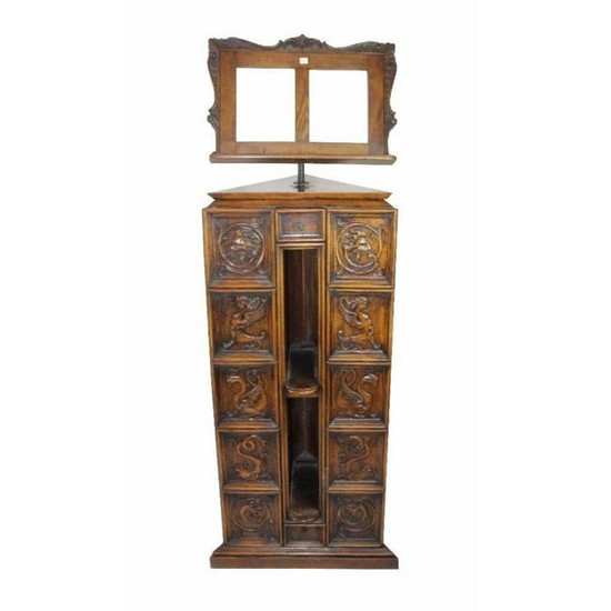 Early 20thc Italian Gothic Revival Carved Oak Lectern
