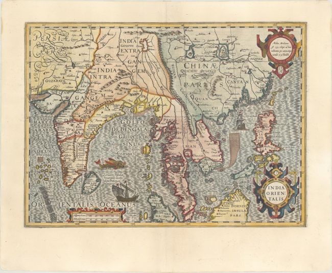 Early Dutch Map Featuring Chiamai Lacus, "India Orientalis", Hondius, Jodocus
