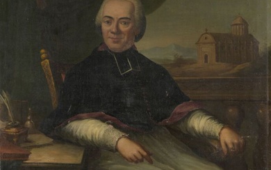 École FRANÇAISE vers 1770 Portrait d'un évêque Huile sur toile. 172 x 111,5 cm Sans...