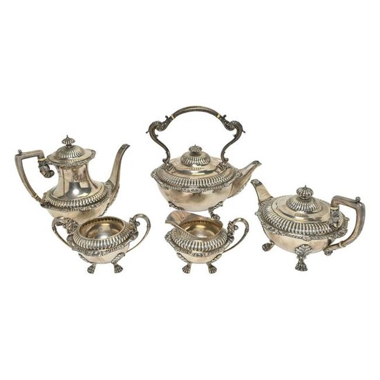 English Edward Barnard & Sons Sterling Silver Tea Set.