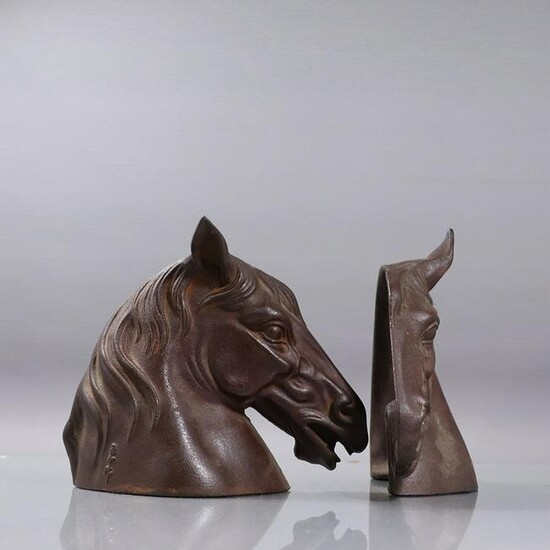 Equestrian Cast Iron Horse Head Bookends