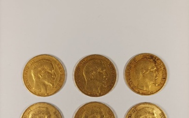FRANCE - Second Empire (1852-1870) 6 pièces d'or de 20 francs Napoléon III, lettre A...