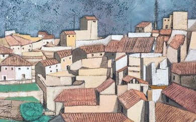 FRANCISCO LOZANO (Antella 1912 - Valencia 2000) "Vista de pueblo" Oil on canvas Signed Measurements: 79,8 x 60,5 cm Exit: 600uros. (99.832 Ptas.)