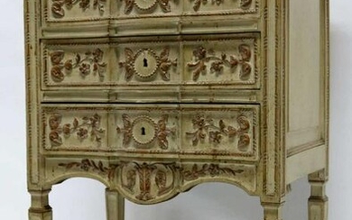 FRENCH FINE CARVED PAINT DECORATED COMMODE STAND