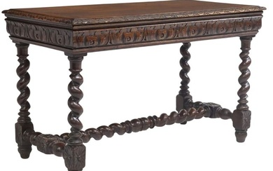 FRENCH LOUIS XIII STYLE CARVED OAK WRITING TABLE