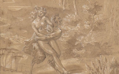 FRENCH SCHOOL, 17th CENTURY Satyr attacking a Nymph Pencil, charcoal...